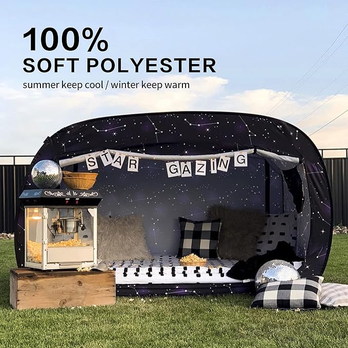 Bed Tent Twin Bed Canopy Portable Dream Tent for Adult Indoor Sleeping Tents with 2 Doors Breathable Private Space Tents, Starry Constellation