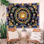 Lunerfex Sun Tapestry Stained Glass Tapestry Wall Decor Tapestries for Bedroom Boho Tapestries Wall Hanging for Bedroom Living Room Glass-Sun-01 60"x80"