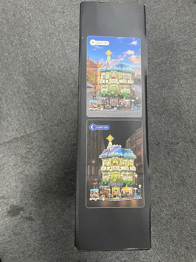 Flower Cafe House Building Set with Lights, 1876 PCS City Street Corner Shop Construction Model, Art Architecture Modular Building Block Kit Home Decor, Gift for Adults Teens Boys Girls 12+