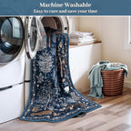 OJIA Jungle Print Blue 5x7 Rugs for Living Room, Soft Ultra-Thin Washable Area Rugs for Bedroom Non-Slip Modern Entryway Rug Non Shedding Indoor Carpet Kids Rugs for Playroom Nursery Classroom