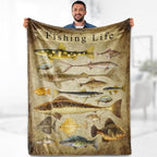 Fishing Blanket Gifts for Fisherman - Fish Lovers Throw for Men Boys Dad Women Adults Bedroom Decor Travel Camping Soft Fleece Cozy Bed Couch Birthday Christmas Lightweight Blanket 50"x60"