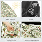 LVTXIII Outdoor Inflatable Ottoman, Fade-Resistant Round Footrest Stool D31”x H14”, Portable Patio Pouf for Garden Camping or Home Use, Faylinn Shadow Paisley