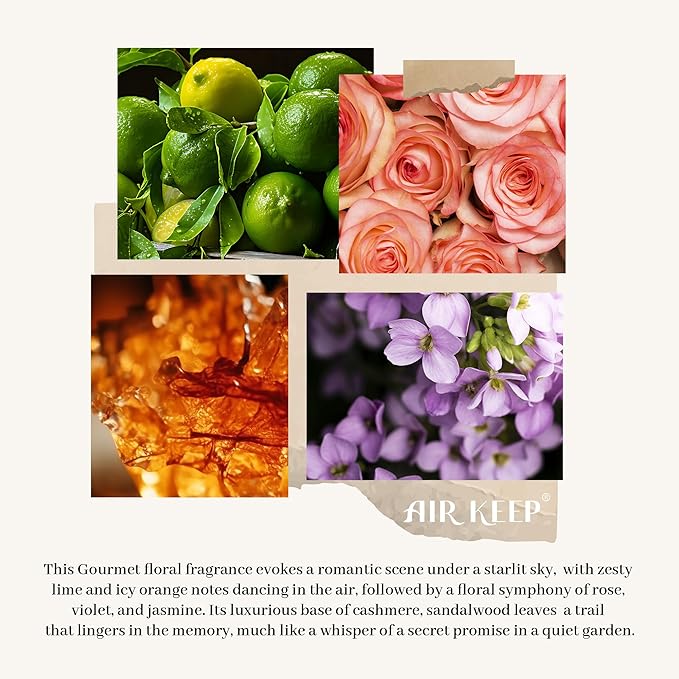 Airkeep Reed Diffuser Set,3.38 fl oz (100 ml) - Cashmere Vanilla Oil Diffusers with 8 Reed Sticks, Home Fragrance Reed Diffuser for Bathroom Shelf Decor