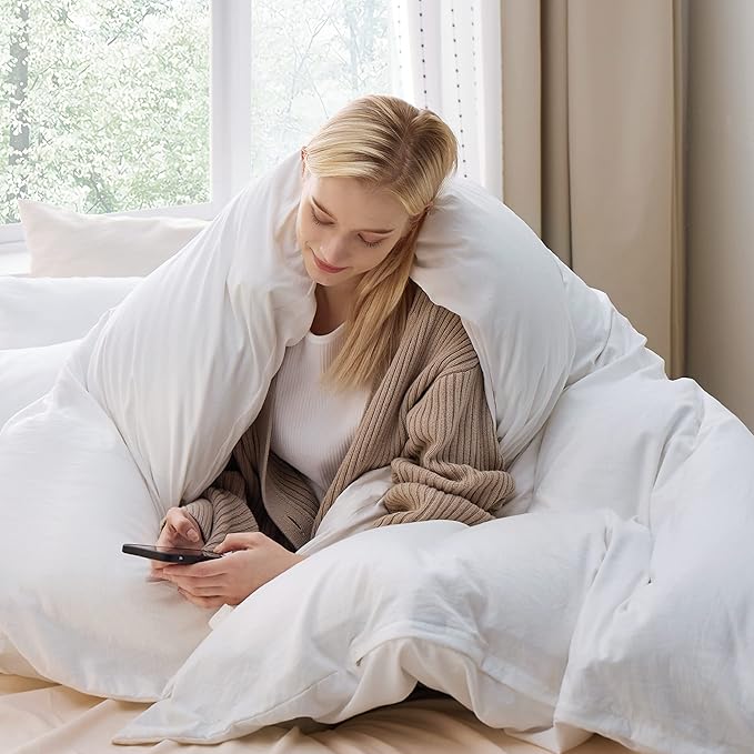 Bedsure White California King Duvet Cover - Prewashed Cotton-Like Extra Soft Bedding Set, Includes 1 Cal King Duvet Cover 104x98 Inches with Zipper Closure & 2 Pillow Shams, Comforter Not Included