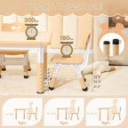 Height-Adjustable Kids Table and Chairs, 31.5''L x 23.6''W Toddler Table and 4 Chairs Set with Anti-Slip Foot Covers, Children Activity Table for Ages 2-10, Graffiti Desktop