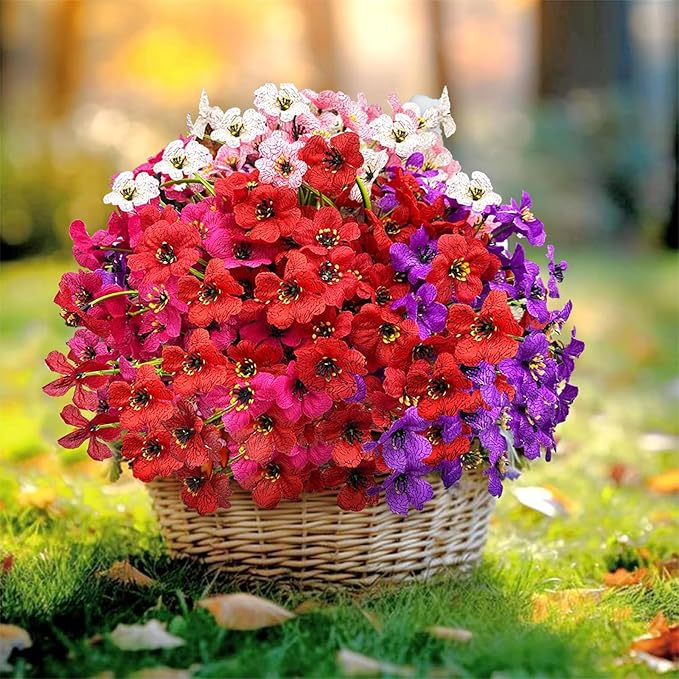 20 Bundles Artificial Flowers for Outdoors,Fake Silk Flowers with Plastic Plants for Outside,Faux mums Realistic Flowers for Window Box Yard Front Porch Balcoy Dector (Mixed Color)