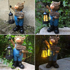 Solar Garden Statues -Highland Cow Lantern Outdoor Handmade Resin Statue with LED Light, and Welcome Holder for Patio, Yard, Gift Ideas (cow2)