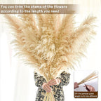 46" inch 11 Stems Natural Pampas Grass Tall Decor,Pompas Grass,Large Beige Tall Pampas Grass for Floor Vase,Wedding Decorations,Party,Boho Home Decor,and Creating a Boho Ambiance