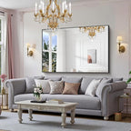 YIROMAN Bathroom Mirror 60"x40", Large Matte Black Bathroom Mirror for Over Sink with Aluminum Frame, Rectangular Vanity Mirror with Right Angle, Wall Mirror Hangs Horizontal or Vertical, Shatterproof