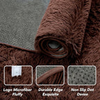 Fluffy Brown Living Room Rug: Ultra Fluffy Non-Slip Floor Carpet for Bedroom Living Room Home Office, Soft Plush Rug Home Decor (Brown 6x9 Feet)