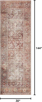 Loloi Layla Collection LAY-11 Cinnamon/Sage 2'-6" x 12'-0" .13" Thick Runner Rug, Soft, Durable, Vintage Inspired, Distressed, Low Pile, Non-Shedding, Easy Clean, Printed, Living Room Rug