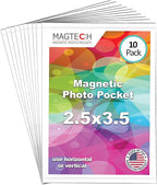 Magtech Magnetic Photo Pocket Picture Frame, White, Holds 2.5 x 3.5 Inches Photos, 10 Pack, Made in the USA (12310)