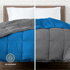 Bare Home Full Comforter - Reversible Colors - Goose Down Alternative - Ultra-Soft - Premium 1800 Series - All Season Warmth - Bedding Comforter (Full, Grey/Medium Blue)