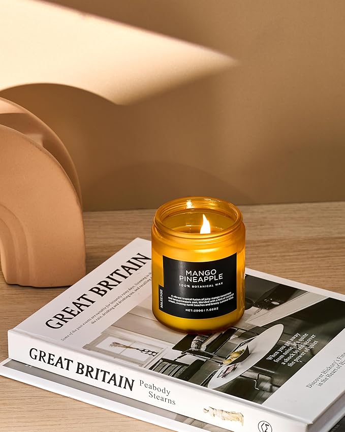 M&SENSE Mango Pineapple Tropical Scented Candle, 7.05oz Non Toxic Natural Soy Wax 50 Hours Long Lasting Burn Fruit Scent Summer Gifts for Housewarming, 2 Wick Aromatherapy Candle for Women Men