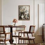 Floating Framed Farmhouse Floral Canvas Wall Art, Vintage Blue and White Flower Pictures Wall Decor, Elegant Art Jar Posters Print for Living Room Bedroom Bathroom Rustic Decor 12x16 inch