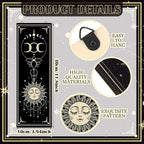 6 Pieces Wall Decor Gothic Boho Wall Art Sun Moon Phases Hanging Rectangular Wooden Minimalist Vintage Sign Plaque Farmhouse Pediments for Home Living Bedroom