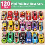 AZEN 120 Pcs Pull Back Cars Party Favors for Kids 4-8 8-12, Mini Vehicles Toy Bulk, Party Favor Race Cars Toys, Goodie Bag Stuffers for Birthday Party