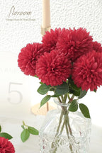 Floroom 12pcs Dark Red Faux Silk Mums Artificial Flowers Bulk Fake Chrysanthemums with Stems for DIY Wedding Table Centerpieces Floral Arrangements Vase Fillers Home Decorations