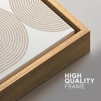 SIGNFORD Framed Canvas Print Wall Art Set Beige & White Duotone Geometric Spiral Polygons Abstract Shapes Illustrations Modern Art Decorative Minimalist Relax/Cozy for Bedroom - 16"x24"x2 Natural