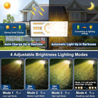 Solar Spot Lights Outdoor, 2 Pack Outdoor Solar Lights for Yard Waterproof, 4 Lighting Modes Solar Landscape Spotlights, Auto On/Off Solar Powered Flood Lights Garden Pathway (Warm White)