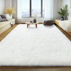 9x12 Large Area Rugs for Living Room, Ultra Fluffy Plush Rug for Living Room Bedroom, Thick Fluffy Carpet for Girls Boys Kids Room, Non Slip Dorm Rug for Home Decor Aesthetic, Cream White