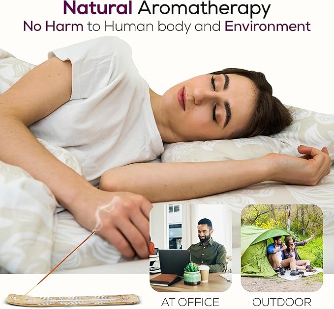 Satya Violet Rosemary Incense Sticks 180 gm (15GM X 12 Pack) from Satya Sai Baba Nag Champa and Raajsee Incense Sticks Holder Bundle, Free from Chemicals,Natural Insenses