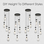 5-Light Raindrop Pendant Light Fixtures, Black Glass Pendant Lighting, Teardrops Modern Hanging Light for Entryway Foyer Kitchen Island Dining Living Room Hallway