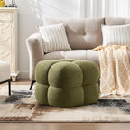 ONEVOG Olive Green‌ Modern Ottoman, 21" Square Fuzzy Couch Sherpa Pouf Ottoman, Tufted Cute Boucle Fabric Foot Stools, Upholsered Footrest & Coffee Table & Vanity Chair for Living Room Bedroom, Dorm