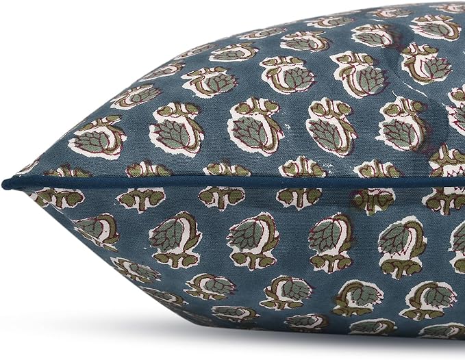 Ridhi Modern Farmhouse Pillow Covers Decorative Cotton Throw Pillow Covers Set of 2 Peacock Blue Cushion Covers for Boho Couch Sofa Bed Living Room Spring Home Decor 20x20