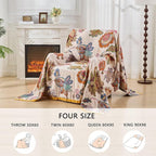 Boho Throw Blanket for Bed, Lightweight Reversible Quilt, Fall Cotton Blanket, Queen Size Boho Floral Bird Colorful Retro Quilt Ultra Soft Reversible Gauze Blanket for All Season, 80"x90"