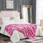 Cozy Bliss Faux Fur Throw Blanket for Couch, Fuzzy Soft Plush Thick Bubble Blanket for Sofa Bedroom Living Room, 60 * 80 Inches Tie Dye Pink