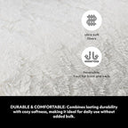 Mon Chateau Premium Reversible Queen Size Luxury Faux Fur Throw for Couch, Sofa, or Queen Size Bed - Plush Cozy Soft Blanket for Sleeping or Home Décor, 60" x 70" (Ivory Jacquard)