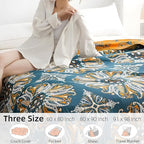 Boho Throw Blanket for Bed - 100% Pure Cotton Ultra Soft Rustic Quilt - Farmhouse Decor Bed Blankets, All Season Rustic Throw for Sofa Couch Chair(60"×80", Boho Floral)