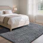 Fluffy Rug Shaggy Area Rug, Dark Grey 5x8 Area Rugs for Bedroom, Small Bedside Rug, Soft Fluffy Shaggy Entryway Throw Rugs for Living Room Bedroom Kids Room Home Decor