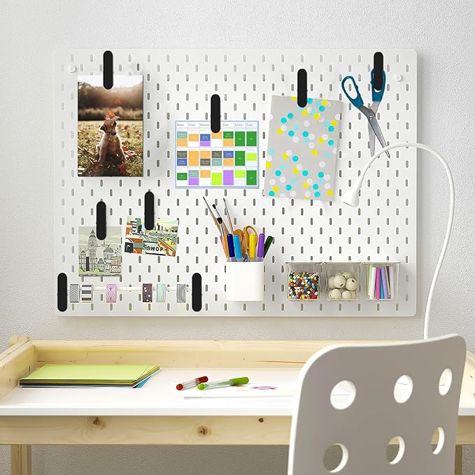 Black Pegboard Clips, 20 Pcs Metal Pegboard Accessories Clips, Pegboard Clips for Hanging Photos, Pegboard Attachment Clips for Kitchen, Bathroom, Living Room, Office