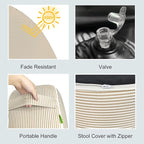 LVTXIII Inflatable Stool Ottoman Footrest with Handle, All Weather Foot Rest, Indoor or Outdoor Use for Home Patio Garden and Camping, D21 x H9, Stripe Beige