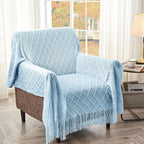 inhand Knitted Throw Blanket for Couch and Bed, Soft Living Room Home Decor Knitted Blanket with Tassel, Outdoor Lightweight Breathable Summer Blanket, Farmhouse Warm Woven Decorative, 50"x60"