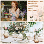 20 Pcs Glass Bud Vase Set Small Vintage Flower Vase in Bulk for Centerpieces Rustic Decorative Glass for Wedding Table Home Christmas Decoration (Amber)