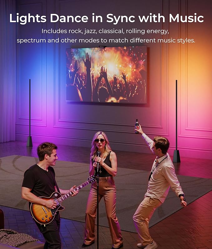 Corner Floor Lamp with RGB, Smart LED Light for Bedroom, 16 Million Colors, Music Sync, APP & Voice Control, 2700-6500K, Alexa & Google Compatible, Modern Lamp for Living Room, Gaming