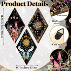 Qunclay 6 Pcs Rustic Boho Wall Decor Gothic Wall Art Witchy Phases Moon Sun Home Decor Wooden Farmhouse Hanging Halloween Christmas Decoration(Classic Style)