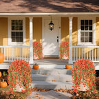 6 Bundles Artificial Fall Flowers for Outdoors Fake Plants Garden Home Fall Decor,UV Resistant Realistic Silk Faux Autumn Flower Indoor Outside Front Porch Patio Balcony Yard Farmhouse(Orange)