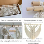 Achart Macrame Wall Hanging Large- Boho Wall Decor- large wall art- Wall Decor Living Room- Macrame Tapestry Boho Decor for Bedroom (Beige-Shells)