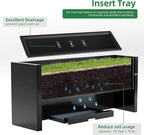 KOL Galvanized Steel Rectangular Planter Box, (16''H.x12''W.x36''L) Large Planters for Indoor Outdoor Plants,Black Powder Coated Metal Planter, Heavy Duty Modern Flower Pot, Commercial & Residential