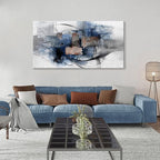 Mofutinpo Canvas Wall Art for Living Room, Bedroom, Office - Large Wall Art Decor - Abstract Wall Art - Modern Black and White Paintings,Blue and Grey Wall Decor, Artwork and Pictures for Wall 24×48