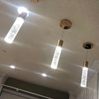 Set of 3 Pendant Lights for Kitchen Island, White Light, Gold Crystal Linear Pendant Lighting, Bar Corner LED Light Fixtures Glam Drop Light