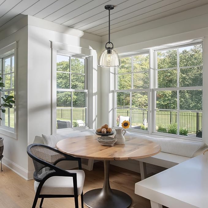 Crystal Black Pendant Lights Kitchen Island, 11" Crystal Dome Pendant Lighting, Modern Island Lights for Kitchen, Farmhouse Crystals Dome Black Pendant Light for Hallway Dining Room Bedroom