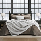 Luxury Faux Fur Throw Blanket, Soft Fluffy Faux Mink Blankets for Bed, Couch, Sofa, Thick Cozy Plush Warm Fur Throws with Reversible Velvet, Frosted White Wolf, 60"x80"