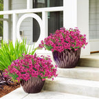 24 Bundles Artificial Flowers for Outdoors & Indoors – UV Resistant Faux Plastic Plants for Garden, Patio, Porch, Window Box, Home Decor – Lush & Vibrant Fake Flowers, Rose red