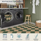 Lahome Checkered Kitchen Runner, 2x8 Easy Jute Runner Rug for Hallway Entryway, Farmhouse Indoor Outdoor Non Slip Non Shedding Green Carpet for Laundry Bedroom Porch Corridor