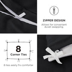 Bedsure Duvet Cover King Size with Fitted Sheet - 4 Pieces Prewashed Cotton-Like Extra Soft Bedding Set, Includes 1 Duvet Cover 104x90 Inches with Zipper Closure, 2 Pillow Shams, 1 Fitted Sheet, Black